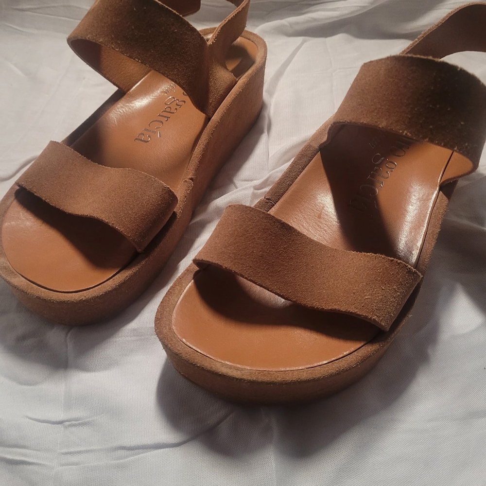 Pedro Garcia Brown Leather Platform Sandals